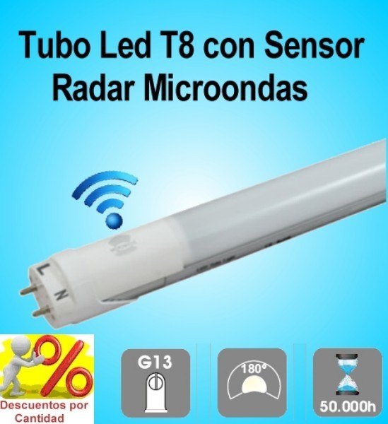 Tubo Led T8 con Sensor de Movimiento Radar Microondas de 9W 60cm